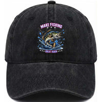 Funny Make Fishing Great Again Washed Cotton Baseball Cap Fisherman Gift