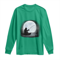 Funny Fisherman Gift Long Sleeve Shirt Bigfoot Fishing - Wonder Print Shop