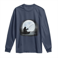 Funny Fisherman Gift Long Sleeve Shirt Bigfoot Fishing - Wonder Print Shop