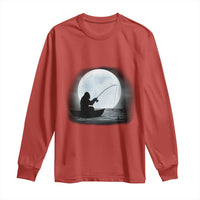 Funny Fisherman Gift Long Sleeve Shirt Bigfoot Fishing - Wonder Print Shop