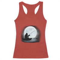 Funny Fisherman Gift Racerback Tank Top Bigfoot Fishing - Wonder Print Shop
