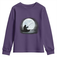 Funny Fisherman Gift Youth Sweatshirt Bigfoot Fishing - Wonder Print Shop