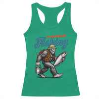 Id Rather Be Fishing Racerback Tank Top Funny Bigfoot Fishing - Wonder Print Shop