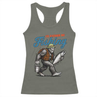 Id Rather Be Fishing Racerback Tank Top Funny Bigfoot Fishing - Wonder Print Shop