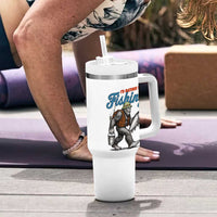 Id Rather Be Fishing Tumbler With Handle Funny Bigfoot Fishing