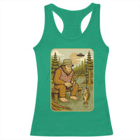 Funny Bigfoot Alien Racerback Tank Top Fishing Lover Gift - Wonder Print Shop
