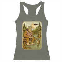 Funny Bigfoot Alien Racerback Tank Top Fishing Lover Gift - Wonder Print Shop