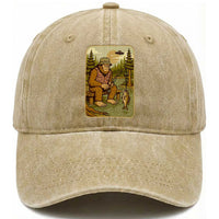 Funny Bigfoot Alien Washed Cotton Baseball Cap Fishing Lover Gift