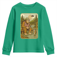 Funny Bigfoot Alien Youth Sweatshirt Fishing Lover Gift - Wonder Print Shop