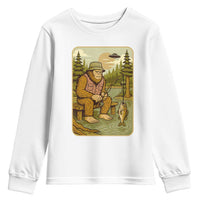 Funny Bigfoot Alien Youth Sweatshirt Fishing Lover Gift - Wonder Print Shop