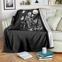 Halloween Skeleton Fishing Throw Blanket Funny Fisherman Gift - Wonder Print Shop