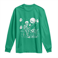 Halloween Skeleton Fishing Long Sleeve Shirt Funny Fisherman Gift - Wonder Print Shop