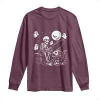 Halloween Skeleton Fishing Long Sleeve Shirt Funny Fisherman Gift - Wonder Print Shop