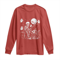 Halloween Skeleton Fishing Long Sleeve Shirt Funny Fisherman Gift - Wonder Print Shop