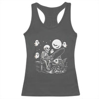 Halloween Skeleton Fishing Racerback Tank Top Funny Fisherman Gift - Wonder Print Shop