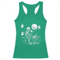 Halloween Skeleton Fishing Racerback Tank Top Funny Fisherman Gift - Wonder Print Shop
