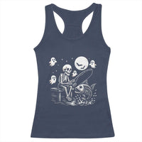 Halloween Skeleton Fishing Racerback Tank Top Funny Fisherman Gift - Wonder Print Shop