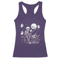 Halloween Skeleton Fishing Racerback Tank Top Funny Fisherman Gift - Wonder Print Shop