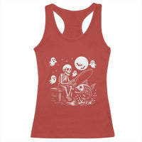 Halloween Skeleton Fishing Racerback Tank Top Funny Fisherman Gift - Wonder Print Shop