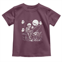 Halloween Skeleton Fishing Toddler T Shirt Funny Fisherman Gift - Wonder Print Shop