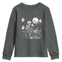 Halloween Skeleton Fishing Youth Sweatshirt Funny Fisherman Gift - Wonder Print Shop