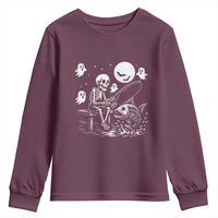 Halloween Skeleton Fishing Youth Sweatshirt Funny Fisherman Gift - Wonder Print Shop
