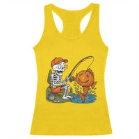 Halloween Fishing Lover Racerback Tank Top Skeleton Humor Gift - Wonder Print Shop
