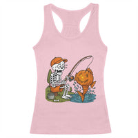 Halloween Fishing Lover Racerback Tank Top Skeleton Humor Gift - Wonder Print Shop