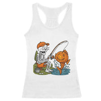 Halloween Fishing Lover Racerback Tank Top Skeleton Humor Gift - Wonder Print Shop