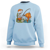 Halloween Fishing Lover Sweatshirt Skeleton Humor Gift - Wonder Print Shop