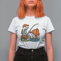 Halloween Fishing Lover T Shirt For Women Skeleton Humor Gift - Wonder Print Shop