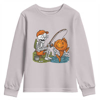 Halloween Fishing Lover Youth Sweatshirt Skeleton Humor Gift - Wonder Print Shop