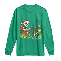 Christmas Skeleton Fishing Long Sleeve Shirt Funny Holiday Gift - Wonder Print Shop