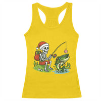 Christmas Skeleton Fishing Racerback Tank Top Funny Holiday Gift - Wonder Print Shop