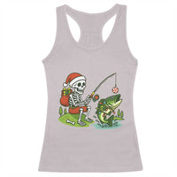 Christmas Skeleton Fishing Racerback Tank Top Funny Holiday Gift - Wonder Print Shop