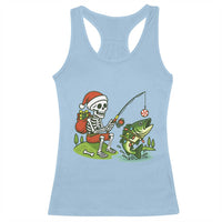 Christmas Skeleton Fishing Racerback Tank Top Funny Holiday Gift - Wonder Print Shop