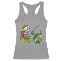 Christmas Skeleton Fishing Racerback Tank Top Funny Holiday Gift - Wonder Print Shop