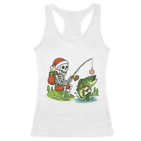 Christmas Skeleton Fishing Racerback Tank Top Funny Holiday Gift - Wonder Print Shop