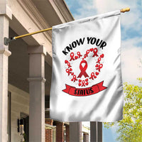 Know Your Status Red Ribbon HIV AIDS Awareness Support Month Gift Garden Flag - Wonder Print Shop
