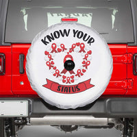 Know Your Status Red Ribbon HIV AIDS Awareness Support Month Gift Spare Tire Cover - Wonder Print Shop