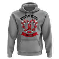 Know Your Status Red Ribbon HIV AIDS Awareness Support Month Gift Hoodie - Wonder Print Shop