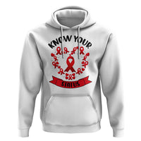 Know Your Status Red Ribbon HIV AIDS Awareness Support Month Gift Hoodie - Wonder Print Shop
