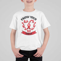 Know Your Status Red Ribbon HIV AIDS Awareness Support Month Gift T Shirt For Kid - Wonder Print Shop