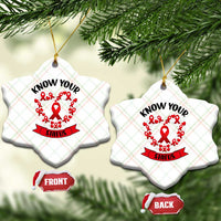 Know Your Status Red Ribbon HIV AIDS Awareness Support Month Gift Ceramic Ornament - Wonder Print Shop