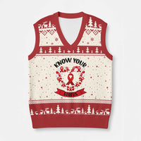 Know Your Status Red Ribbon HIV AIDS Awareness Support Month Gift V-Neck Knit Sweater Vest - Wonder Print Shop