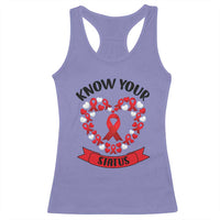 Know Your Status Red Ribbon HIV AIDS Awareness Support Month Gift Racerback Tank Top - Wonder Print Shop
