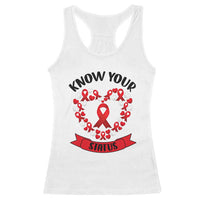 Know Your Status Red Ribbon HIV AIDS Awareness Support Month Gift Racerback Tank Top - Wonder Print Shop