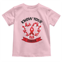 Know Your Status Red Ribbon HIV AIDS Awareness Support Month Gift Toddler T Shirt - Wonder Print Shop