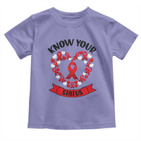Know Your Status Red Ribbon HIV AIDS Awareness Support Month Gift Toddler T Shirt - Wonder Print Shop