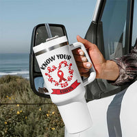 Know Your Status Red Ribbon HIV AIDS Awareness Support Month Gift Tumbler With Handle - Wonder Print Shop